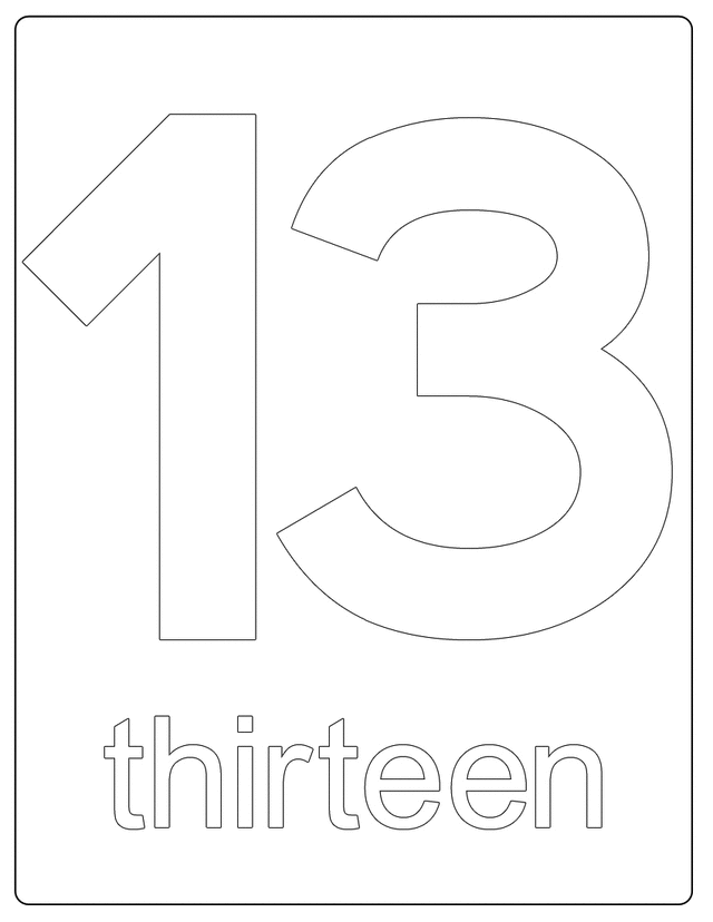Number 13 - Free Printable Coloring Pages