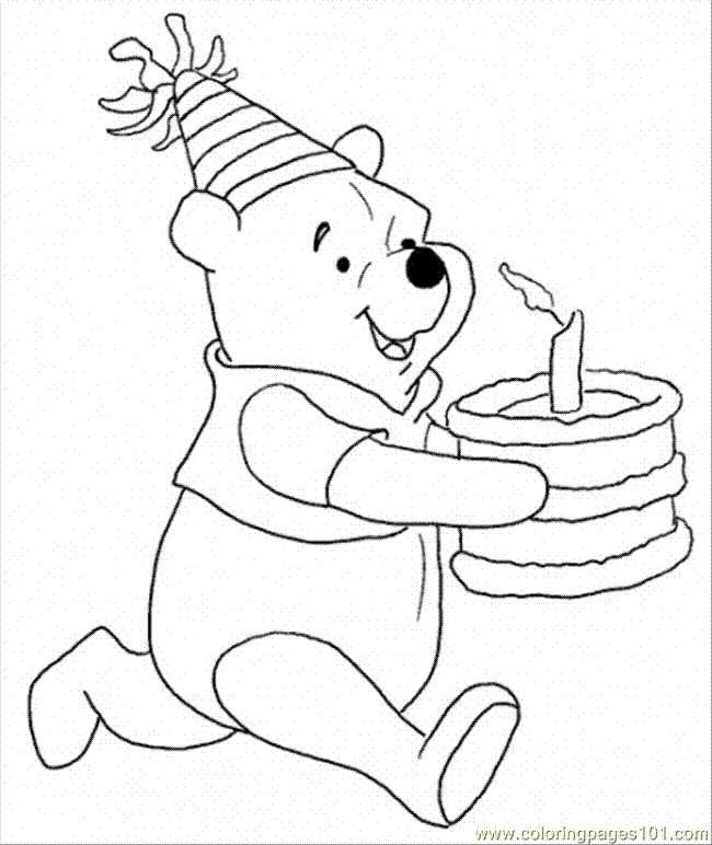Coloring Pages Bring A Birthday Cake (Cartoons > Winnie The Pooh 