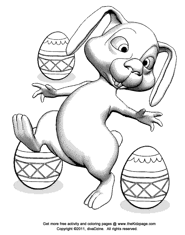 Bunny Rabbit and Easter Eggs Free Coloring Pages for Kids ...