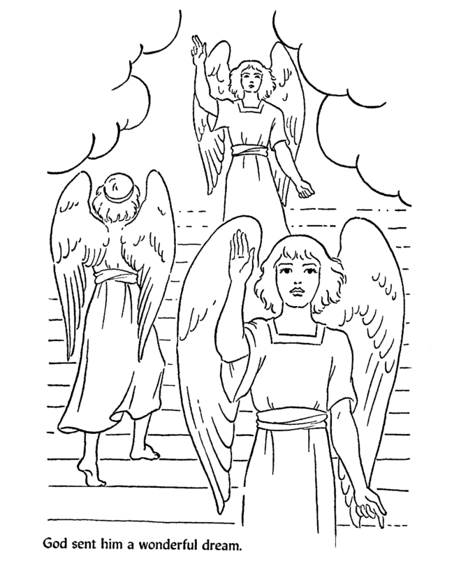 Bible Story characters Coloring Page Sheets - Jacob's dream 