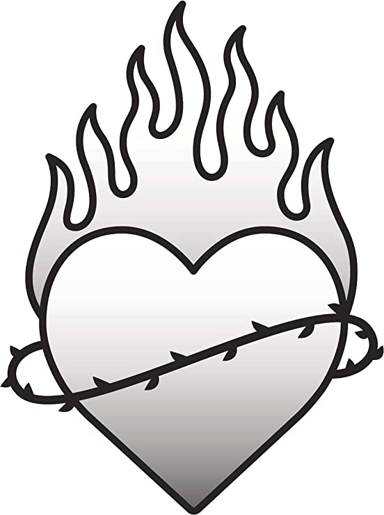: Tattoo Style Old School Classic Broken Heart Cartoon Vinyl  Sticker, Heart On Fire Colored : Automotive - Coloring Home