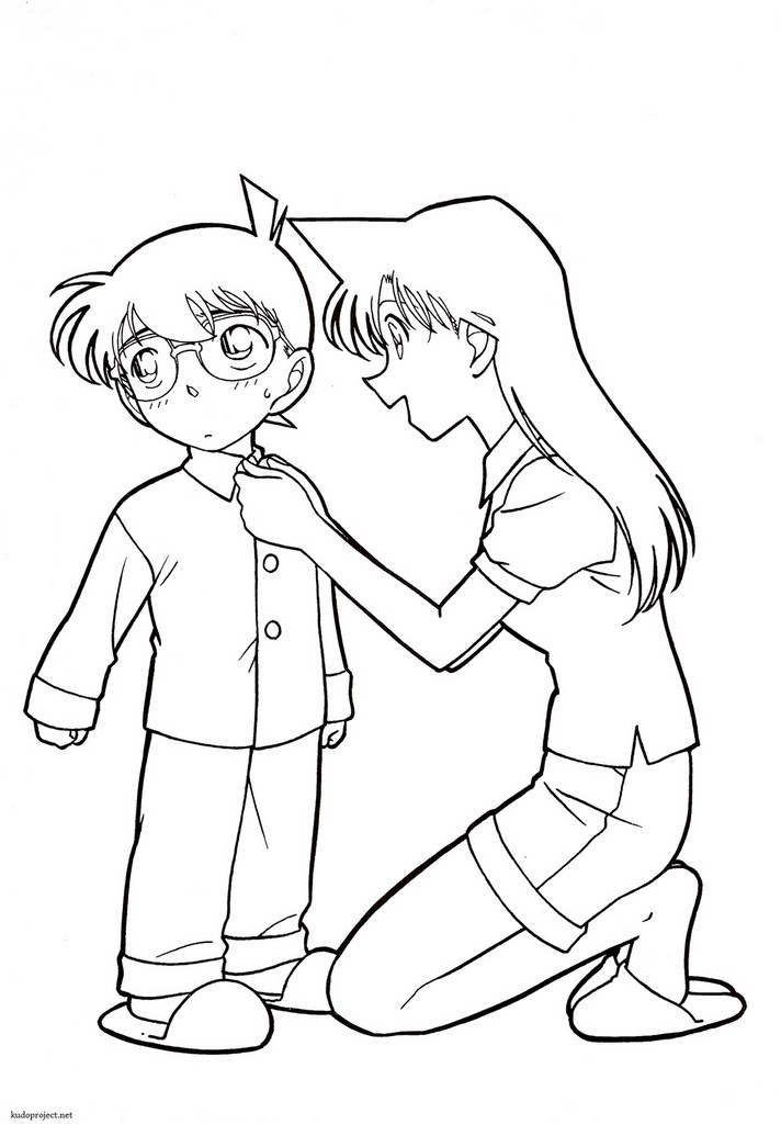Lovely Conan And Ran Coloring Page - Free Printable Coloring Pages for Kids