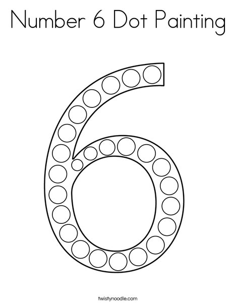 Number 6 Dot Painting Coloring Page - Twisty Noodle