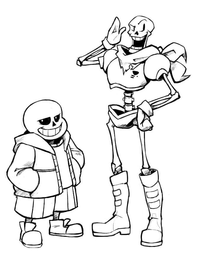 Papyrus and Sans Undertale Coloring Page - Free Printable Coloring Pages  for Kids