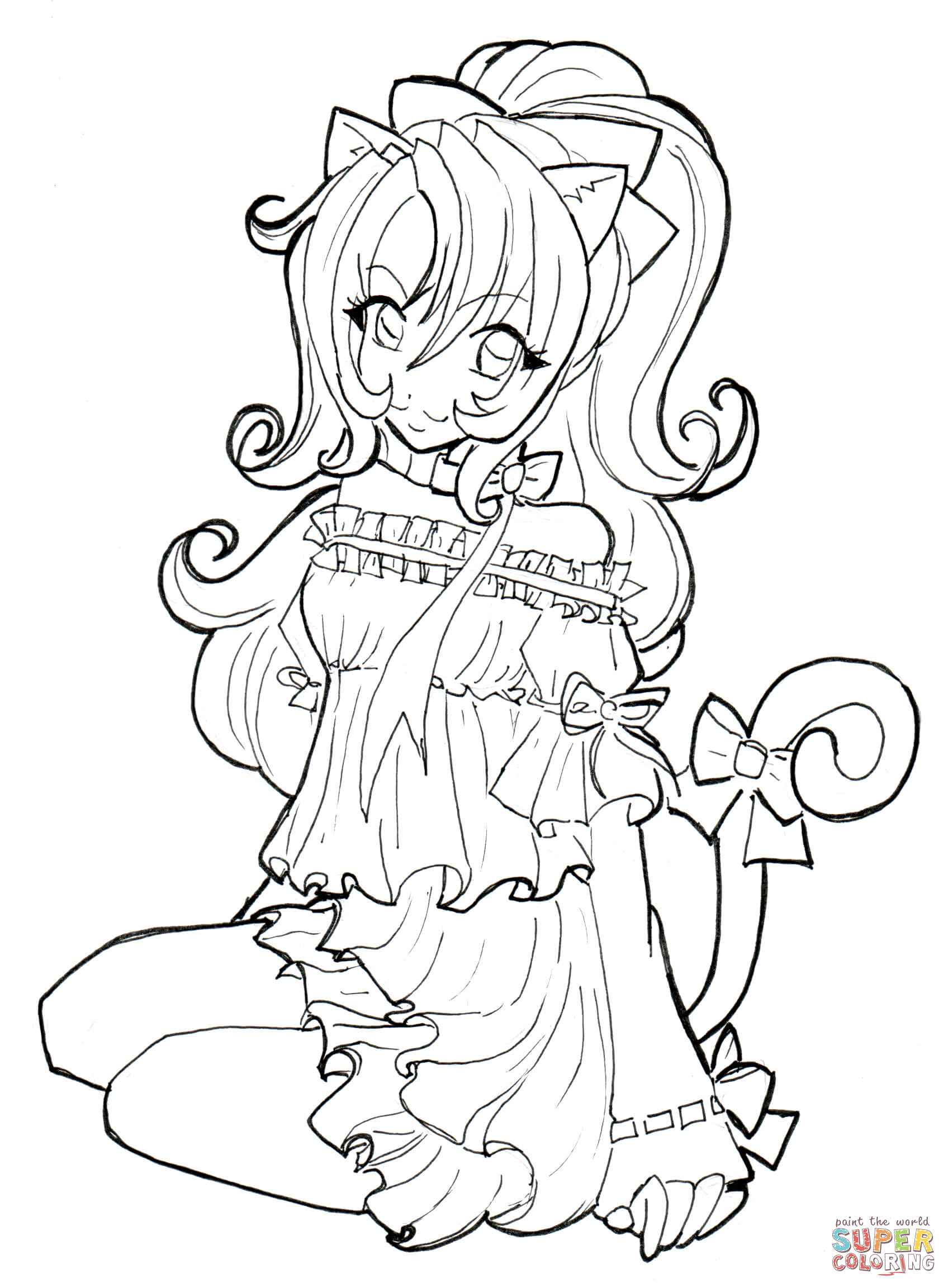 anime wolf girl coloring pages - Clip Art Library