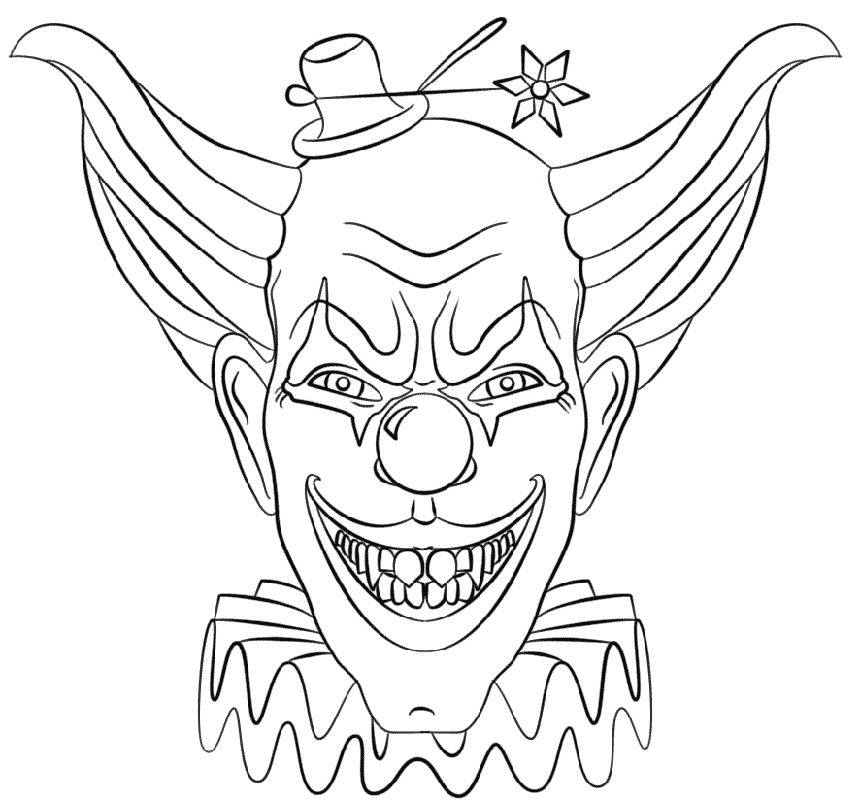Scary Clown Coloring Pages Halloween | Educative Printable | Clown coloring  pages, Scary clown face, Scary clowns