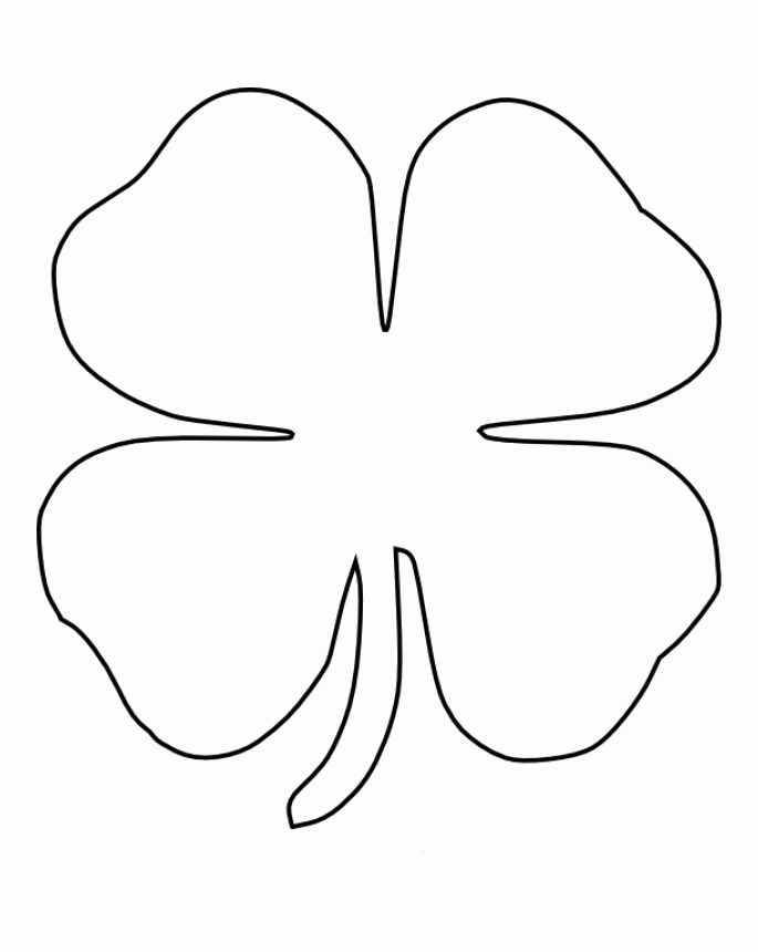 Simple Four Leaf Clover Coloring Pages Printable for Adult