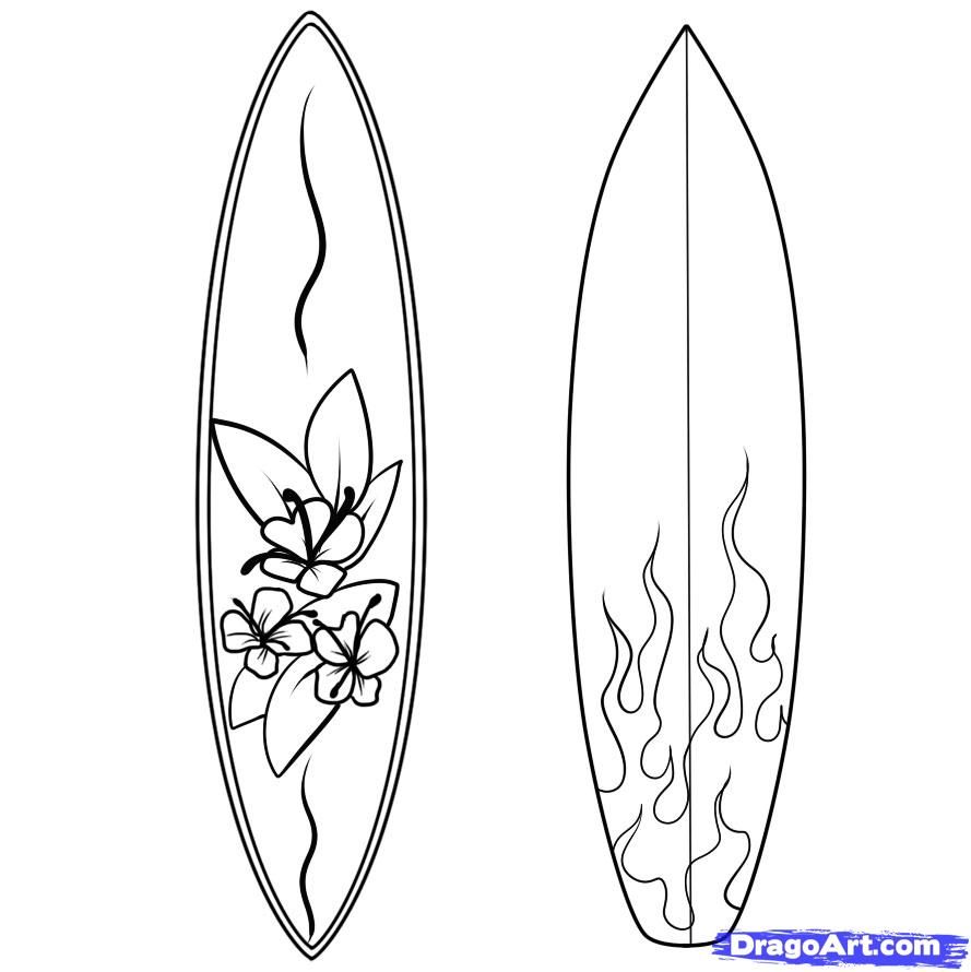 Surfboard coloring pages to download and print for free