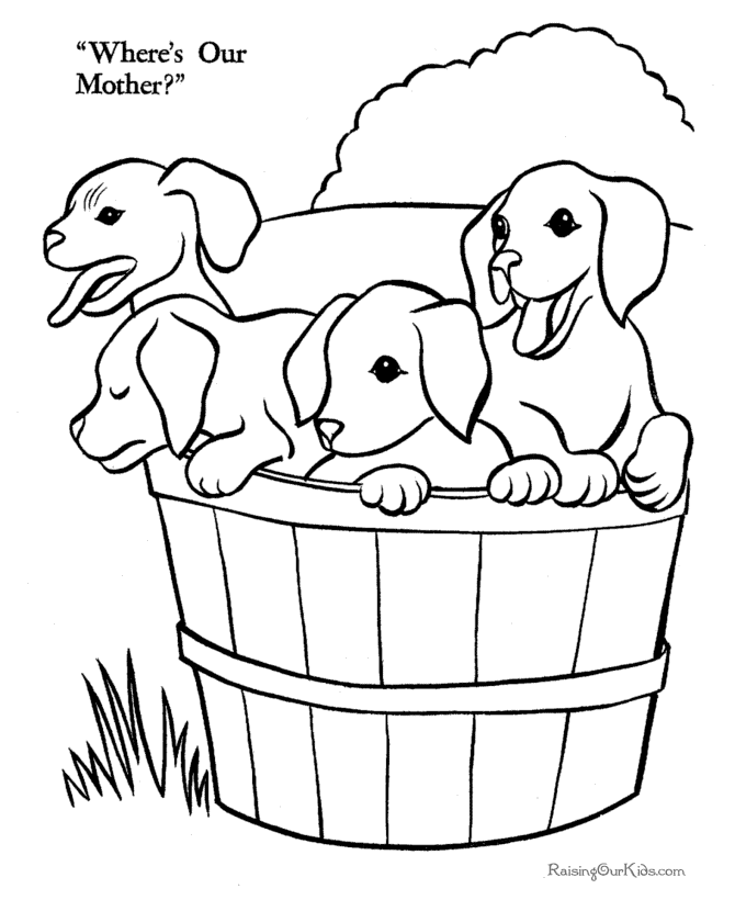Printable Pictures Of Puppies - Coloring Pages for Kids and for Adults