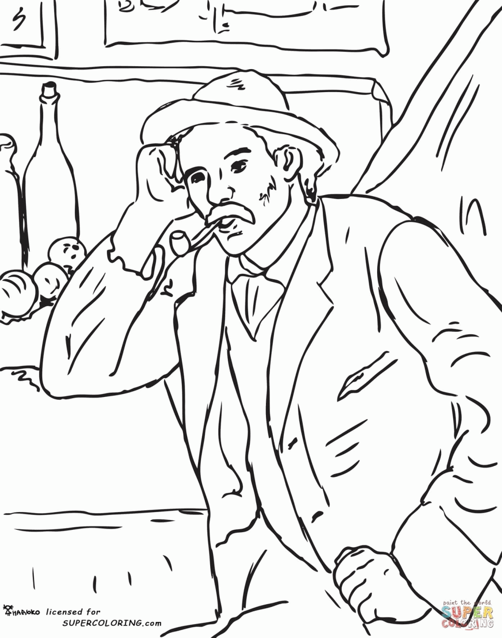 Man With A Pipe Paul Cezanne Coloring Page Free Printable Cezanne ...