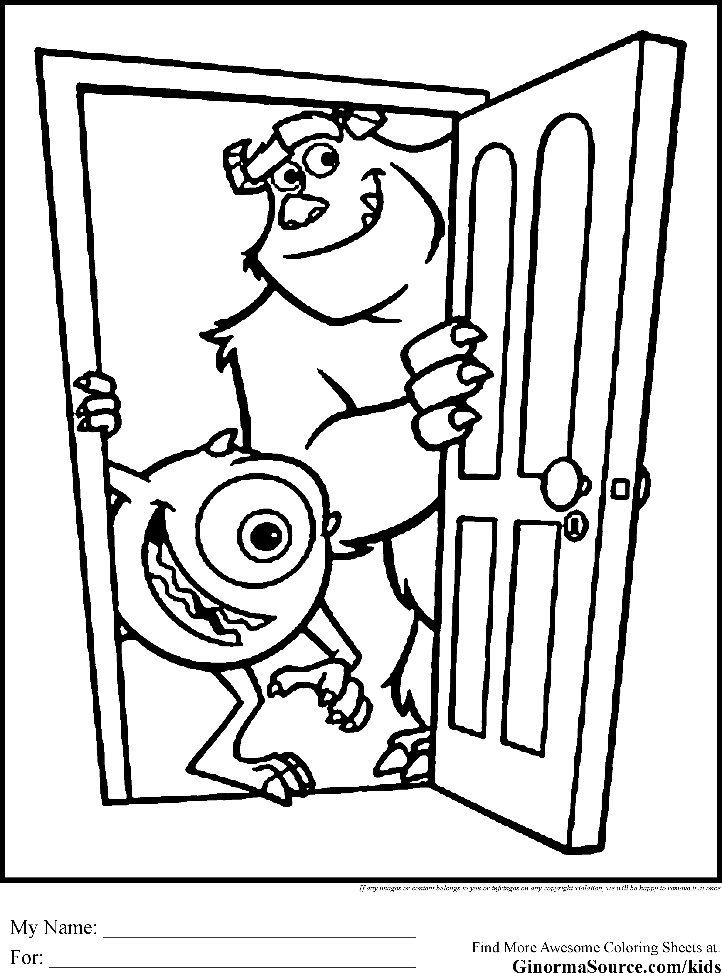 Monsters Inc Coloring Pages   GINORMAsource Kids   Coloring Home