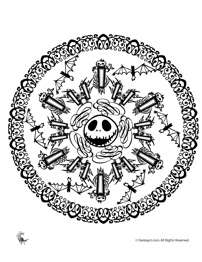 Halloween Mandala Coloring Pages Jack Skellington - Nightmare Before Christmas Printable Coloring Pages