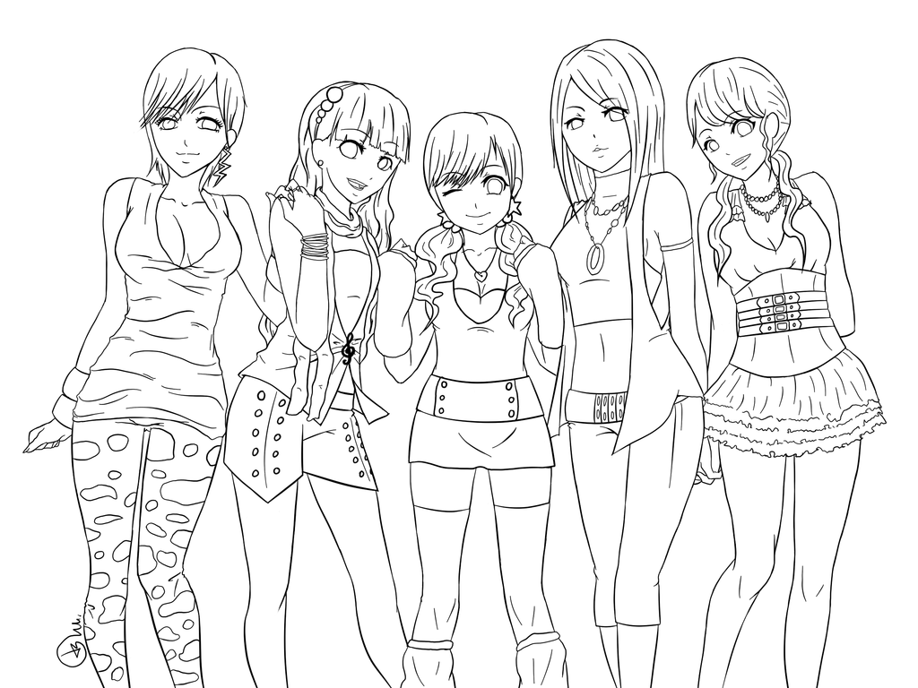 Anime Girls Coloring Page - Coloring Pages For All Ages - Coloring Home
