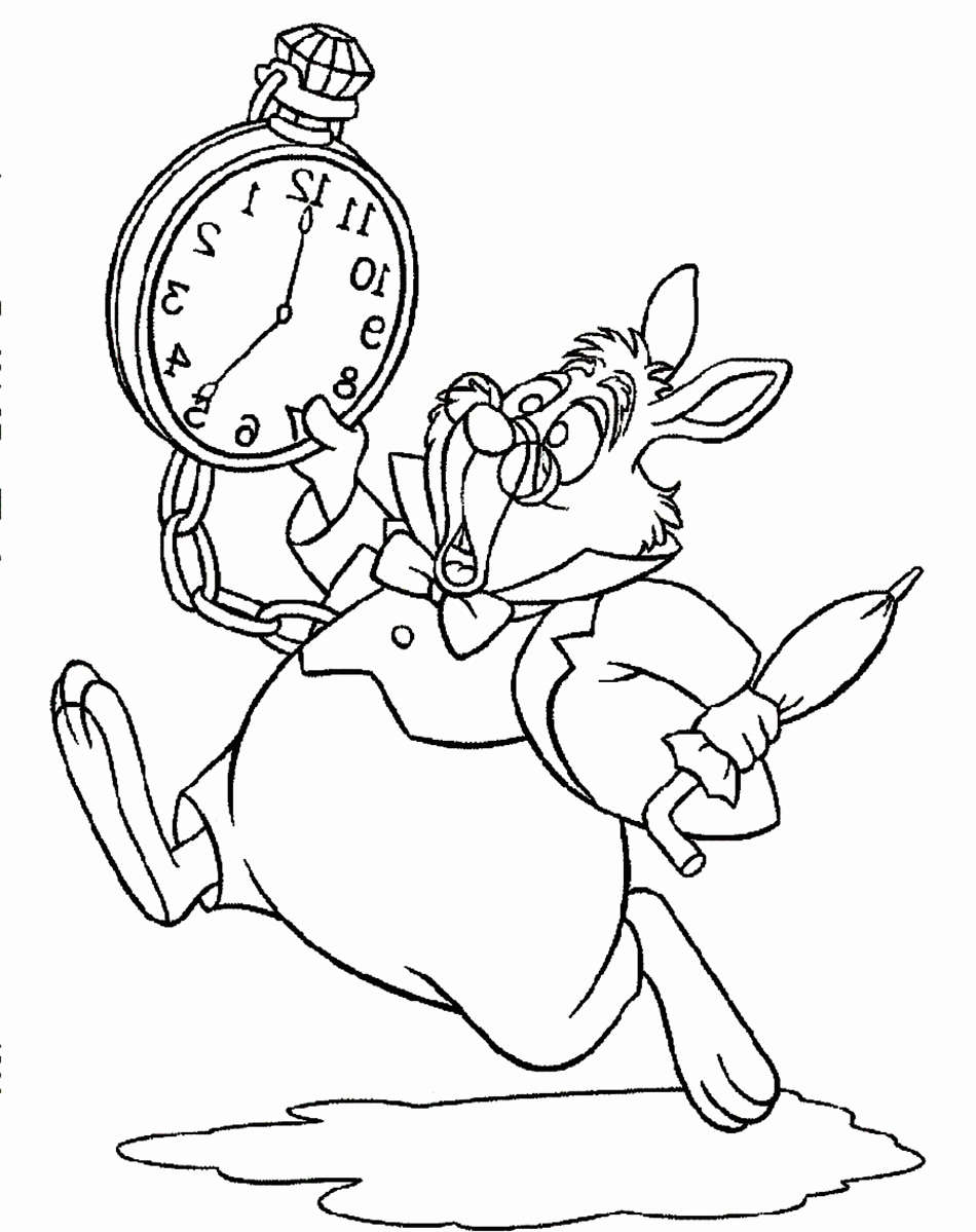 Alice In Wonderland White Rabbit Run And Panic Coloring Pages For ...