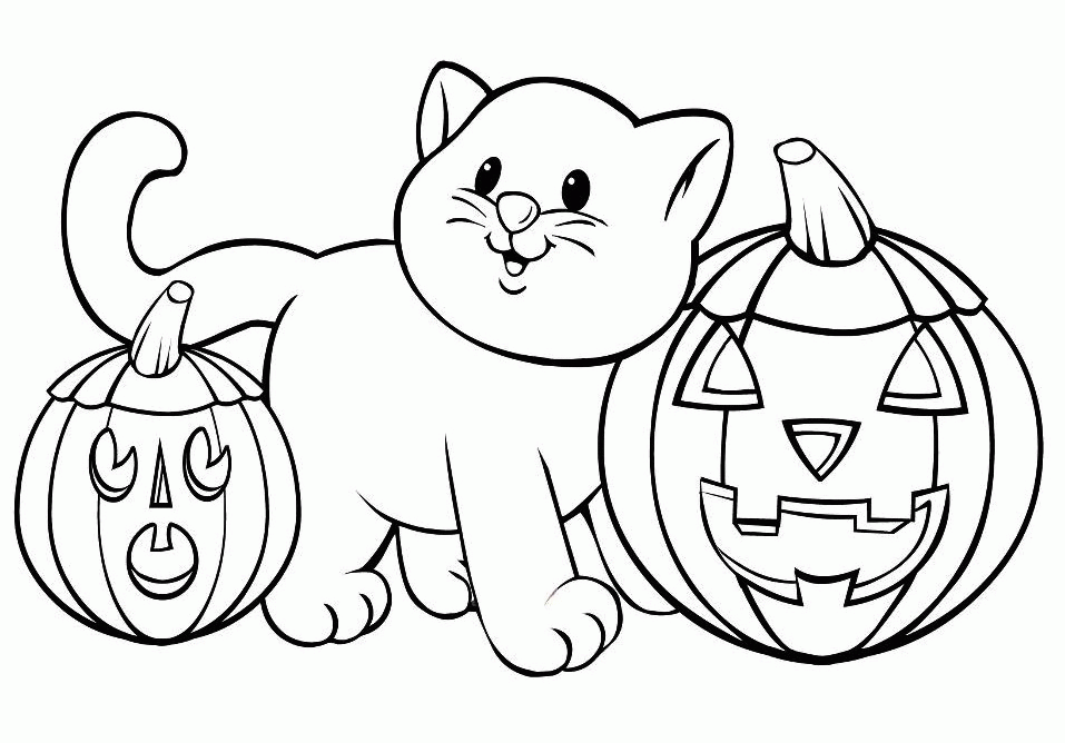 Pumpkin Cat Printable Halloween Coloring Pages | Hallowen Coloring ...