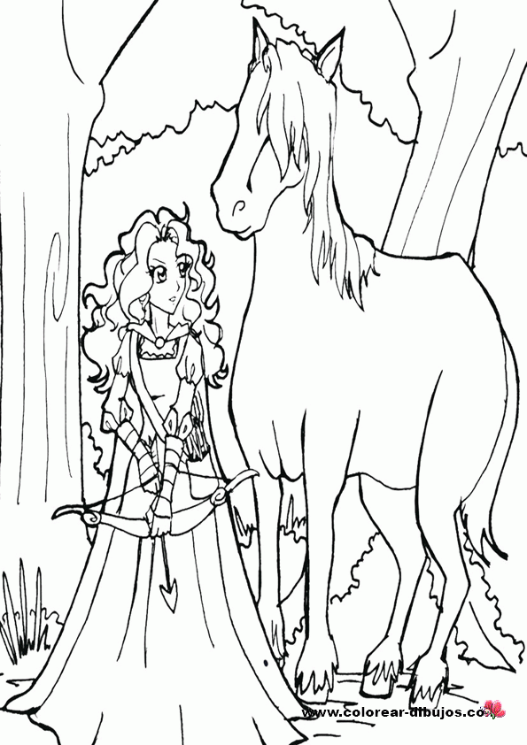 Brave Princess Merida And Horse Coloring Pages Coloring Pages For ...