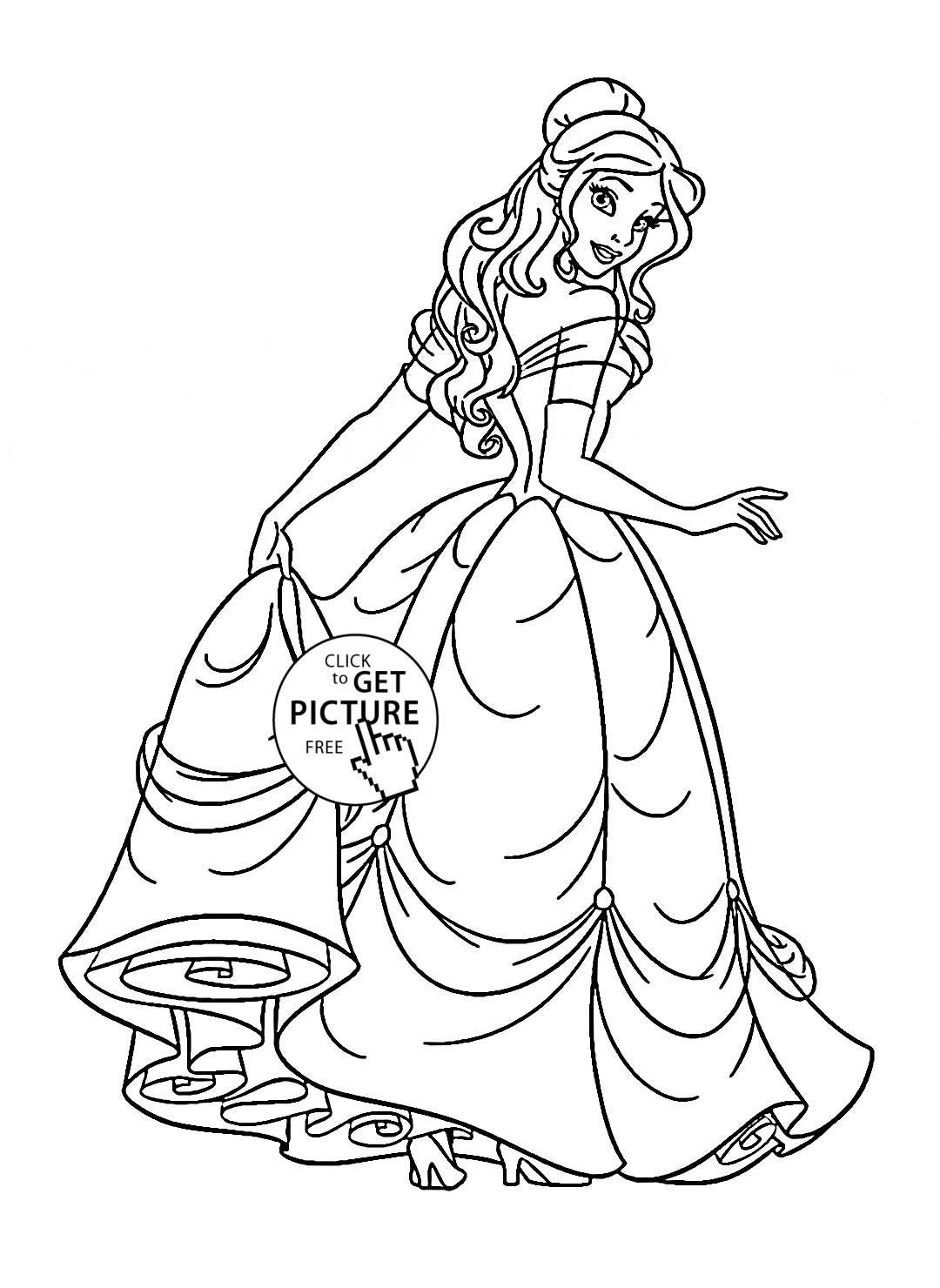 Disney Princess Belle coloring page for kids, disney princess ...