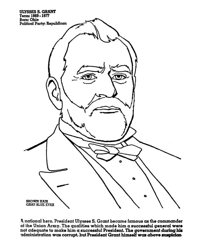 USA-Printables: President Ulysses S. Grant - 18th President of the United  States - 3 - US Presidents Coloring Pages