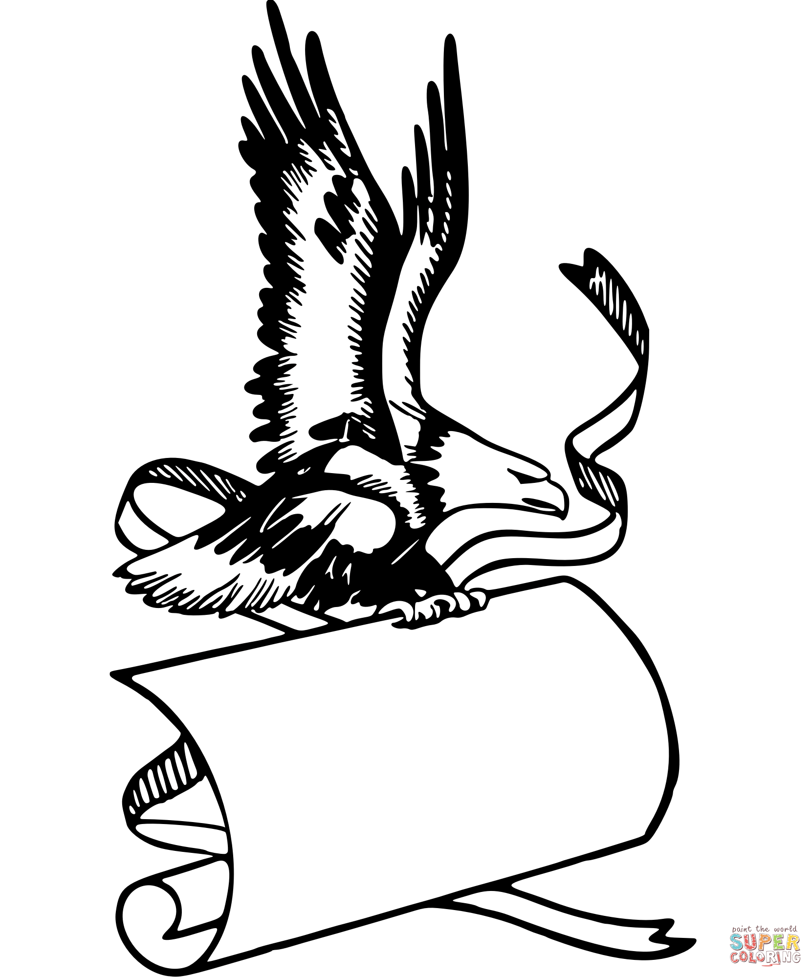 Vintage Eagle Banner coloring page | Free Printable Coloring Pages