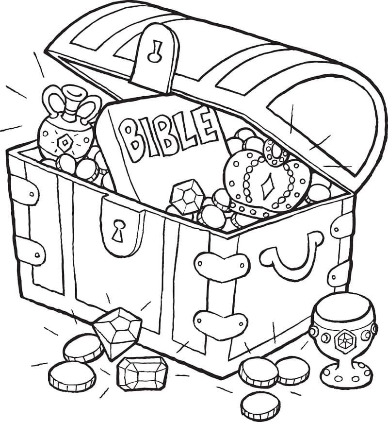 Full Treasure Chest Coloring Page - Free Printable Coloring Pages for Kids