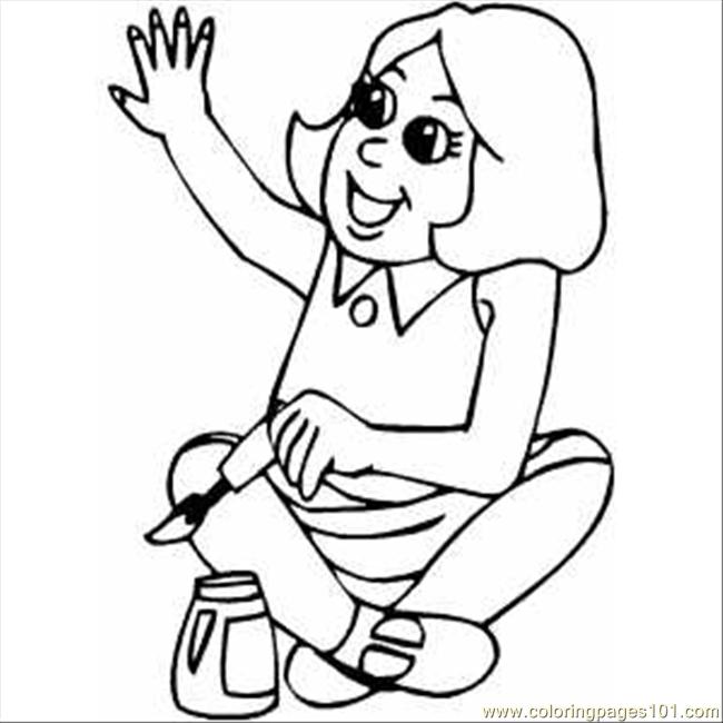 Girl Painting Fingernail Coloring Page - Free Painting Coloring Pages :  ColoringPages101.com