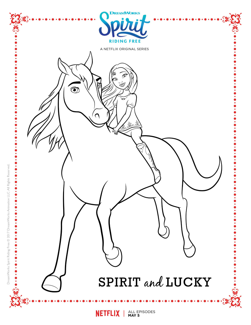 Spirit Riding Free Spirit and Lucky Coloring Page | Mama Likes This