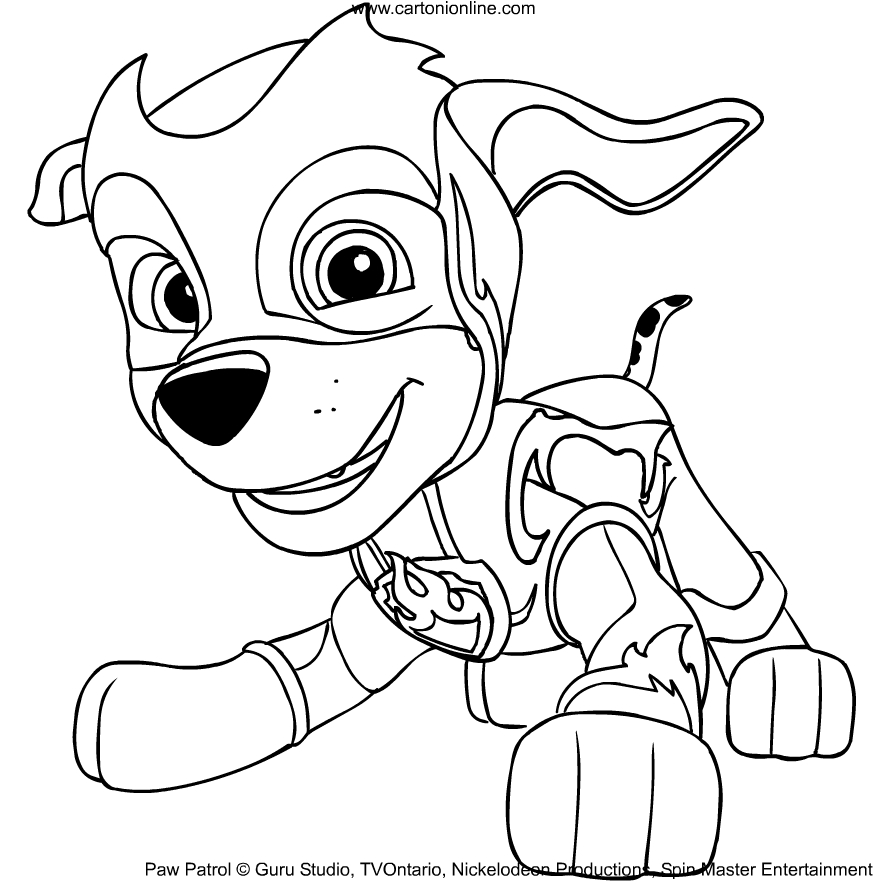 marshall from paw patrol mighty pups coloring page
