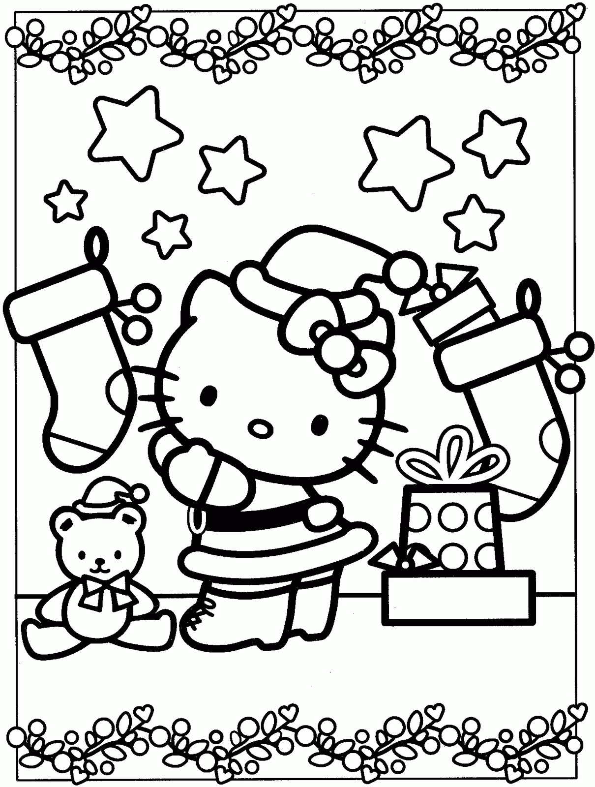 Christmas Coloring Pages Hello Kitty   Coloring Pages For All Ages ...