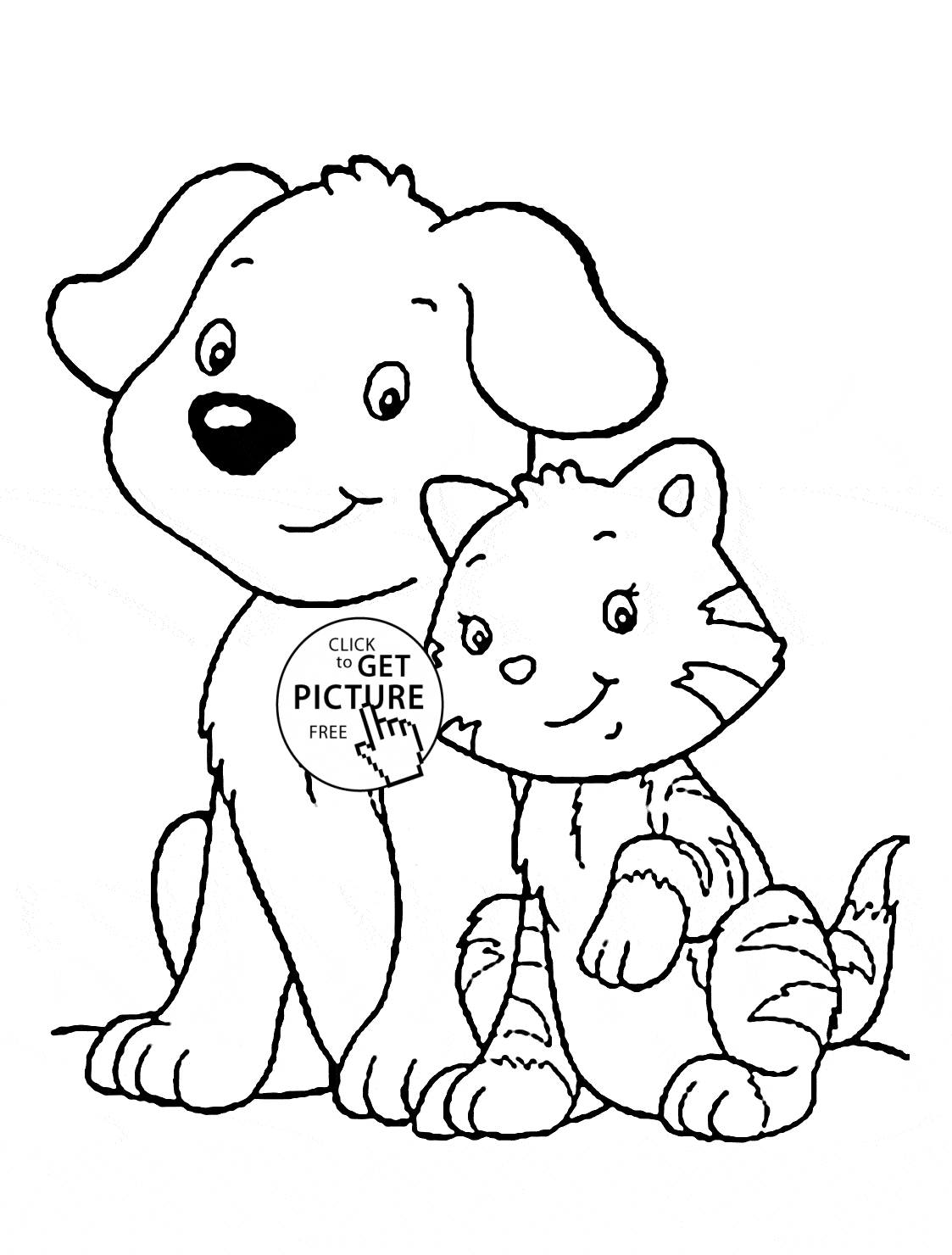 Cat and Dog coloring page for kids, animal coloring pages ...