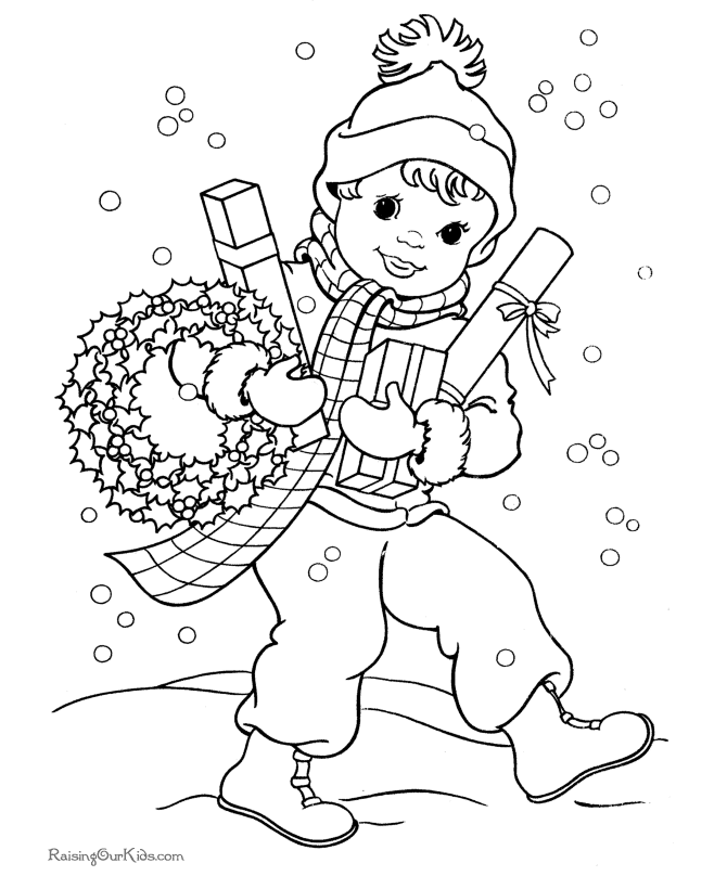 Christmas Wreath Coloring Pages Kids Images & Pictures - Becuo