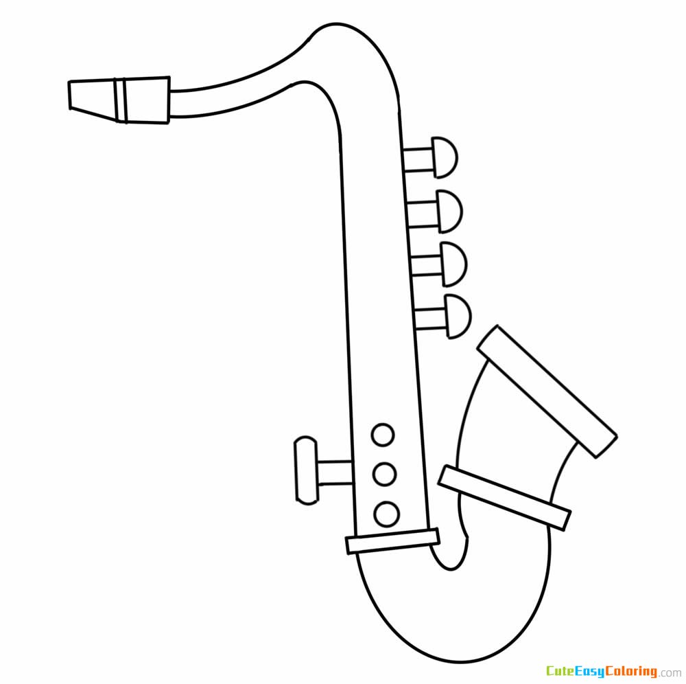 Saxophone Coloring Page Free Printable for Kids