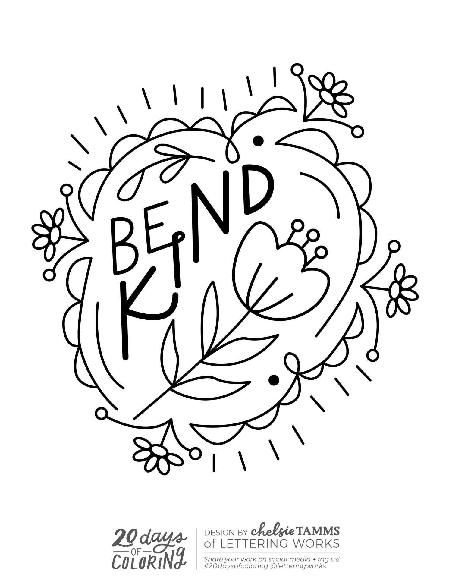 Coloring Page - Be Kind — Lettering Works