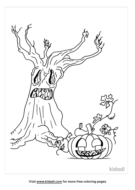 Halloween Pumpkin And Tree Coloring Pages | Free Halloween Coloring Pages |  Kidadl