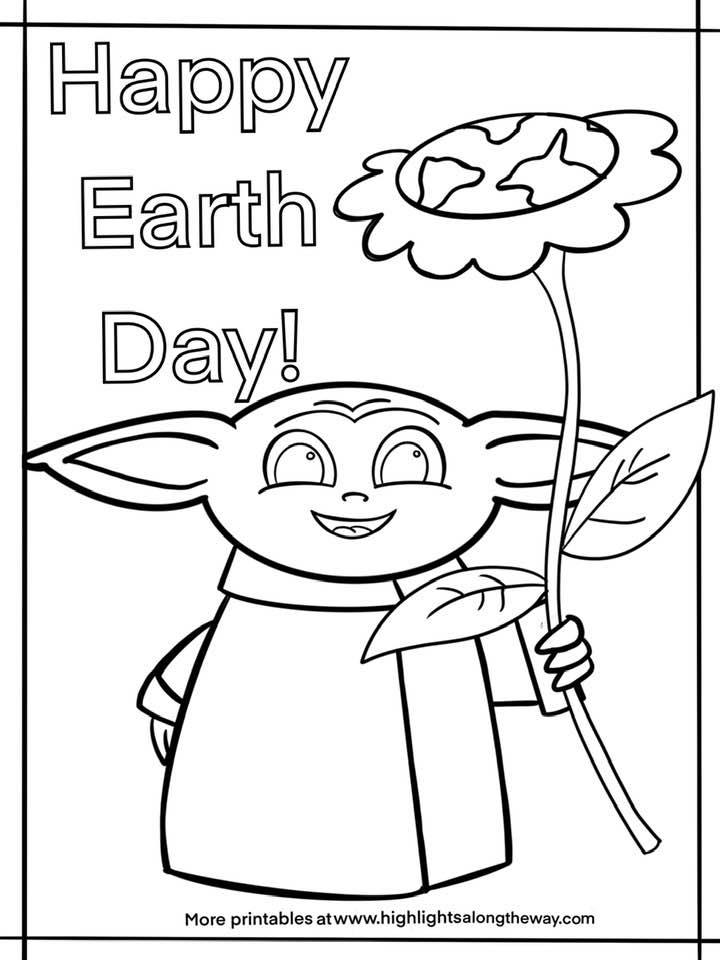 Baby Yoda Earth Day Coloring Sheet - Free Printable