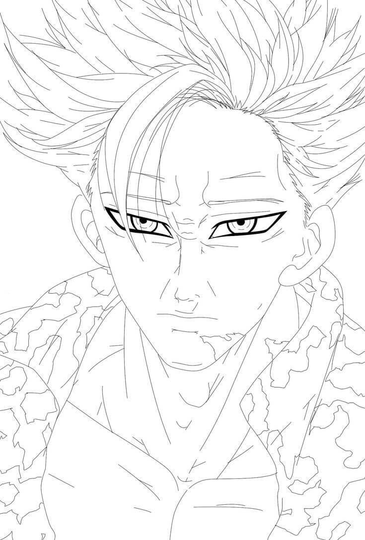 angry ban Coloring Page - Anime Coloring Pages