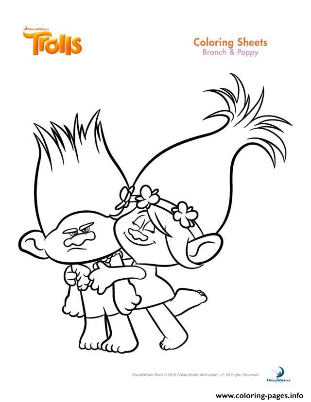 Branch And Poppy Trolls Coloring Pages Printable