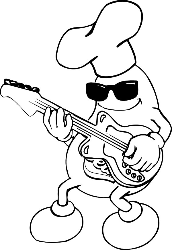 Jelly Bean with a Guitar Coloring Page