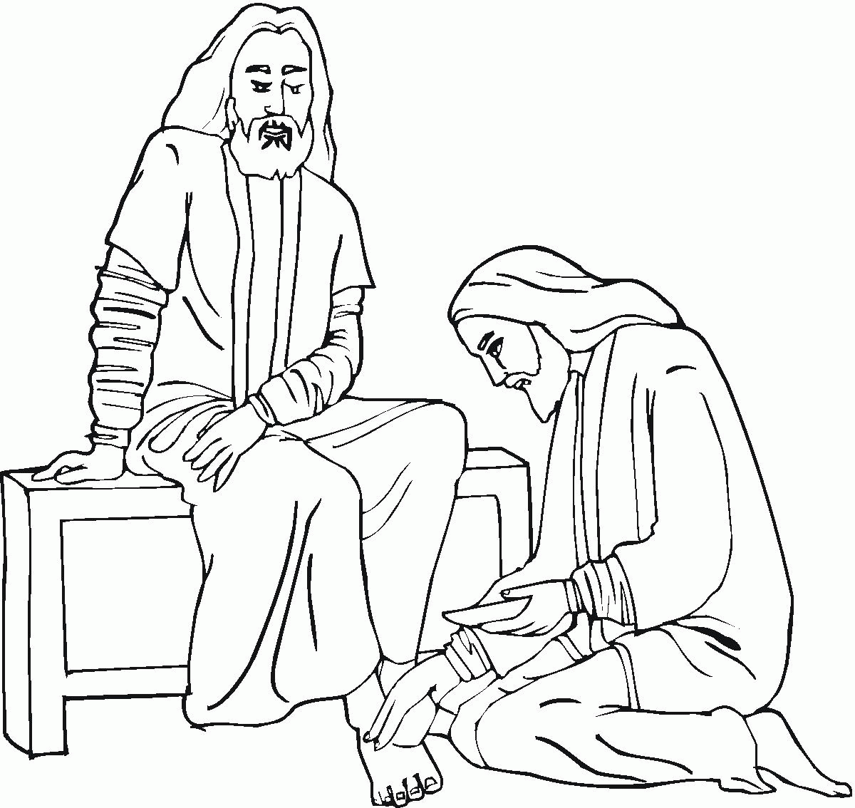 Jesus Washes The Disciples Feet Coloring Page - Coloring Home