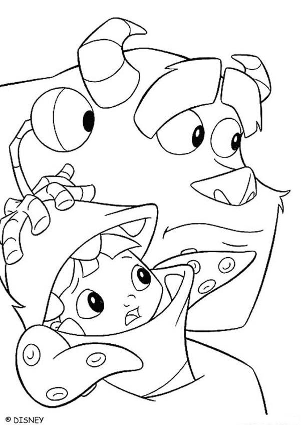 Monsters, Inc. coloring pages - Sulley Holds Boo