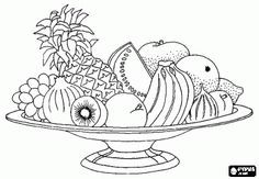 Basket Of Fruits - Coloring Pages for Kids and for Adults