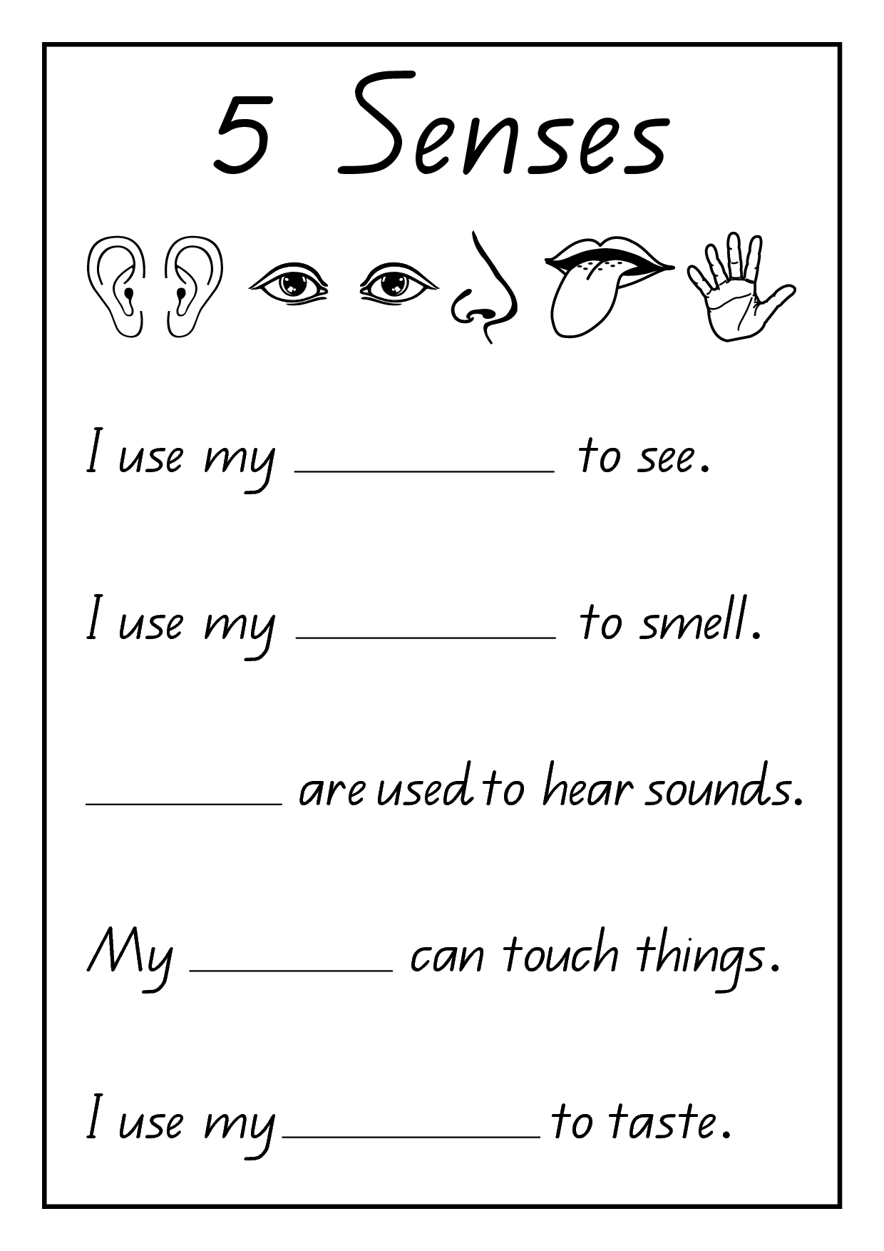 My Five Senses Worksheets Free - The Largest and Most ...