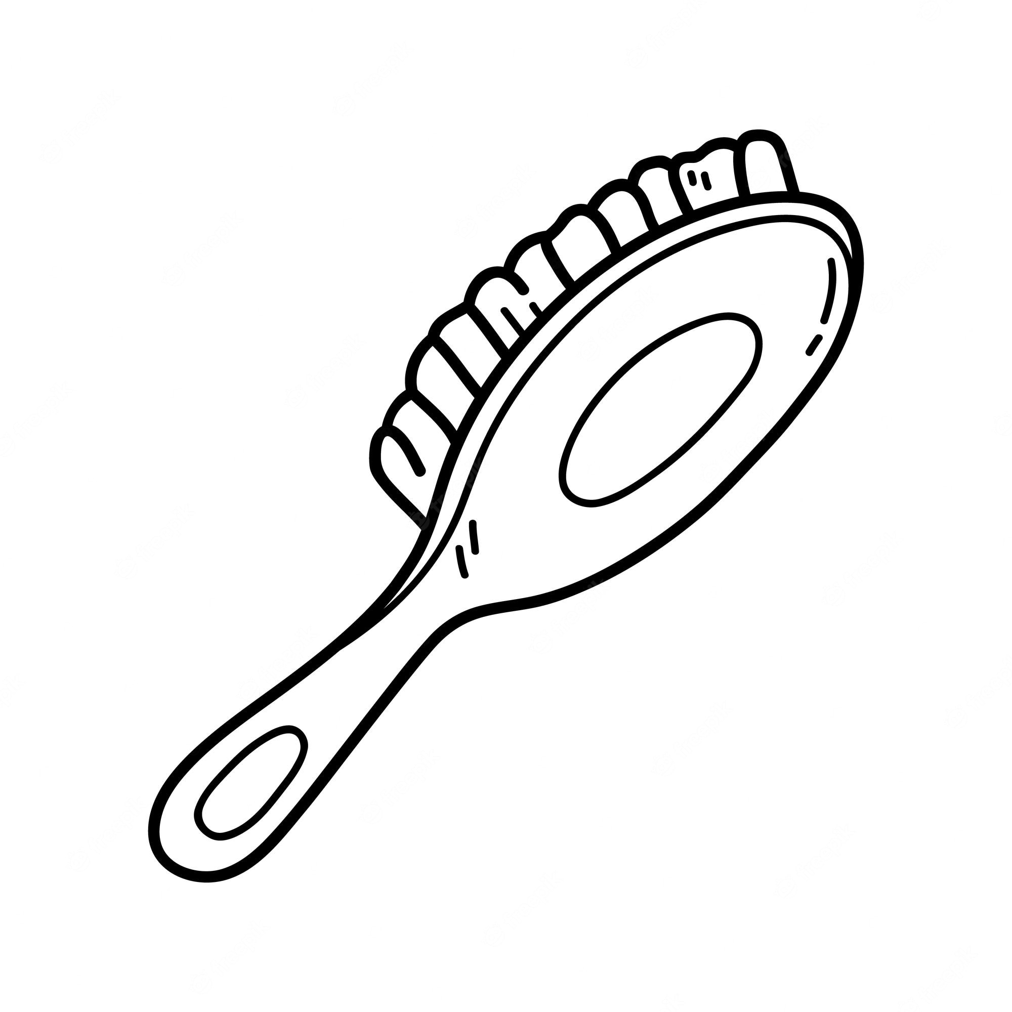 Premium Vector | Coloring page with doodle hair brush