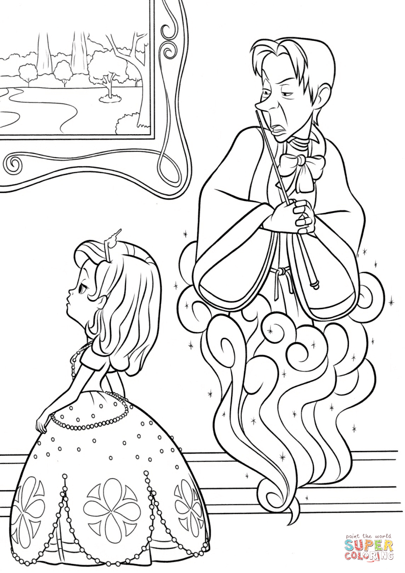 Cedric the Sorcerer and Sofia coloring page | Free Printable ...