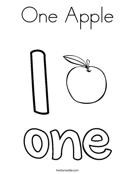 one apple coloring page  twisty noodle  coloring home
