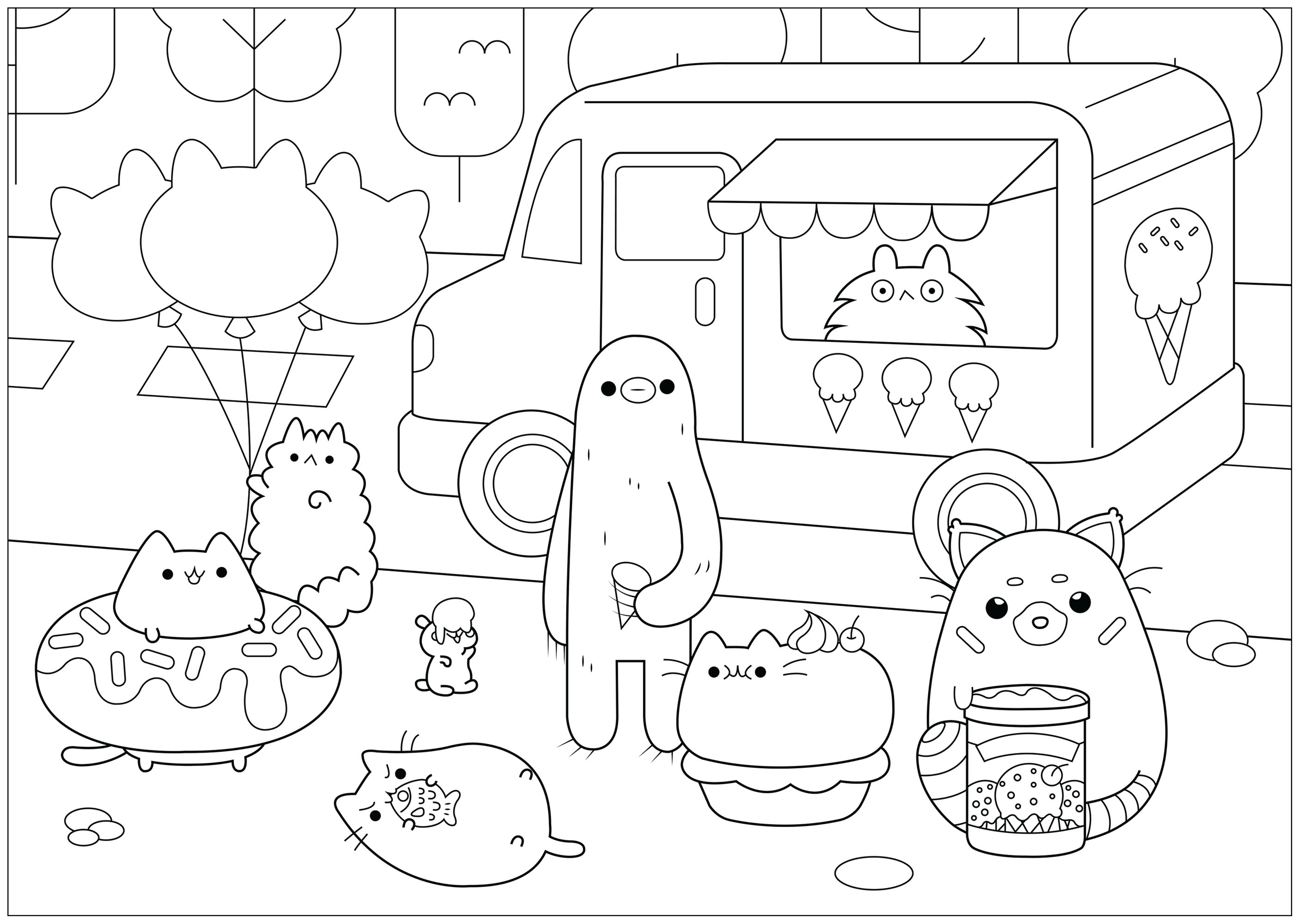 Ice cream shop Pusheen - Doodle Art / Doodling Adult ...