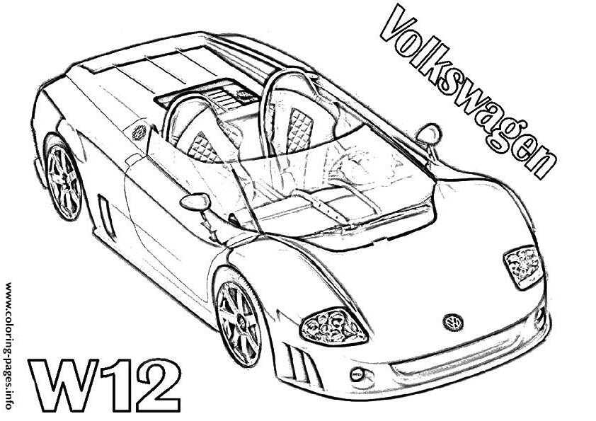 Volkswagen W12 Sports Car Coloring Pages Printable