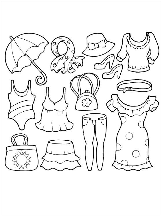 Summer clothing coloring page | Coloring pages | Coloriage, Livre ...