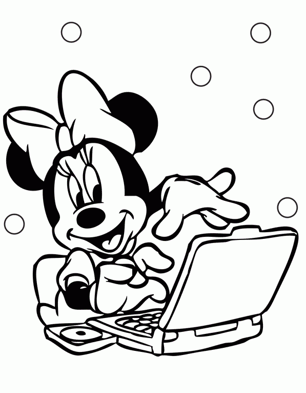 Minnie In Front Of Laptop Disney Coloring Pages Full Size Image ...