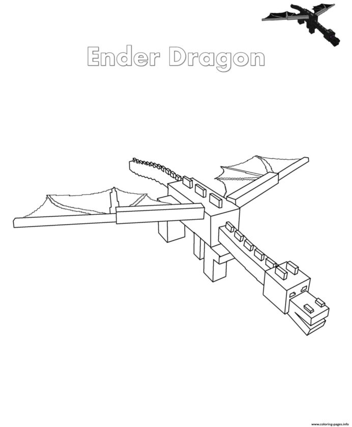 Minecraft Ender Dragon Coloring Pages - Coloring Home