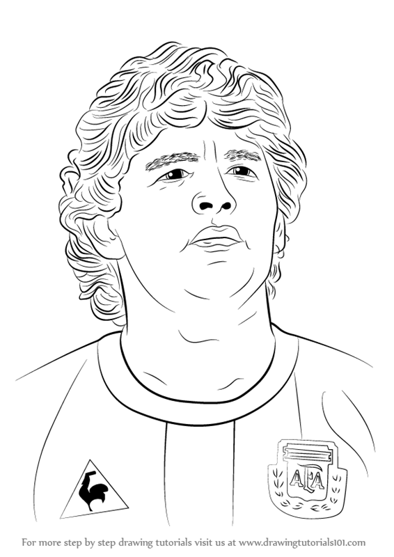 Learn How to Draw Diego Maradona (Footballers) Step by Step : Drawing  Tutorials